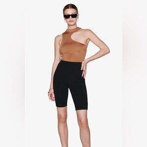 ANINE BING Toby Black pintuck solid High-Waisted Bike Shorts pants size M